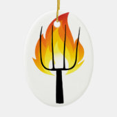 Torch en Pitchfork Keramisch Ornament (Voorkant)