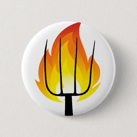 Torch en Pitchfork Ronde Button 5,7 Cm (Voorkant)