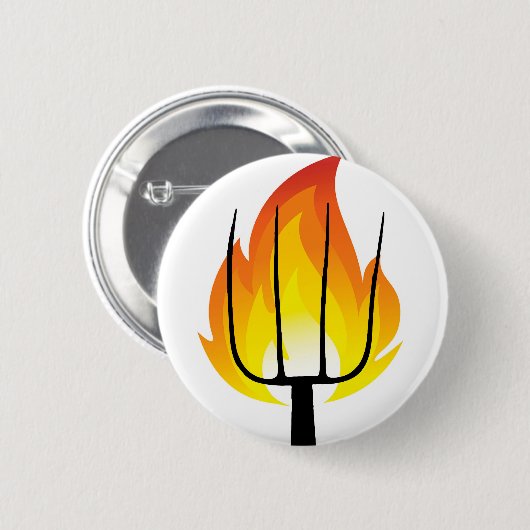Torch en Pitchfork Ronde Button 5,7 Cm (Voorkant /achterkant)