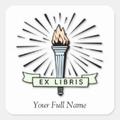 Torch Ex Libris Bookplate, Square Label for Books (Voorkant)