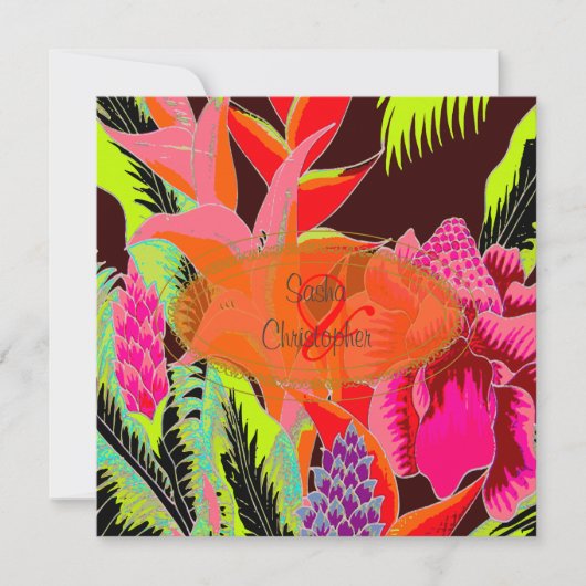 Torch Ginger en heliconia/Luau Wedding Kaart (Voorkant)