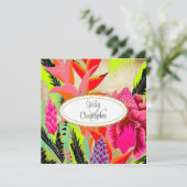 Torch Ginger+heliconia/Luau Wedding Kaart (Staand voorkant)