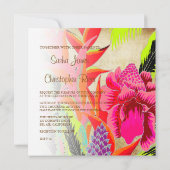 Torch Ginger+heliconia/Luau Wedding Kaart (Achterkant)