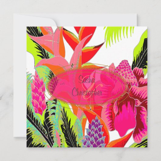 Torch Ginger+heliconia/Luau Wedding Kaart (Voorkant)