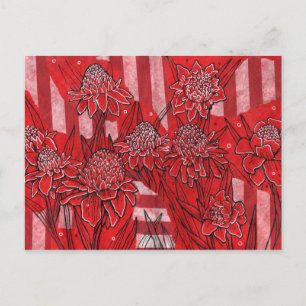 Torch Ginger Lily, Tropische Floral Kunst Briefkaart