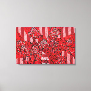 Torch Ginger Lily, Tropische Floral Kunst Canvas Afdruk