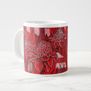Torch Ginger Lily, Tropische Floral Kunst Grote Koffiekop
