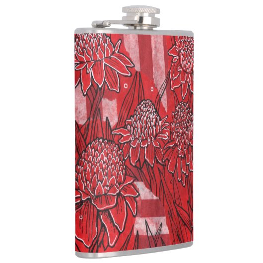 Torch Ginger Lily, Tropische Floral Kunst Heupfles (Rechts)