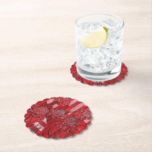 Torch Ginger Lily, Tropische Floral Kunst Kartonnen Onderzetters (Insitu)