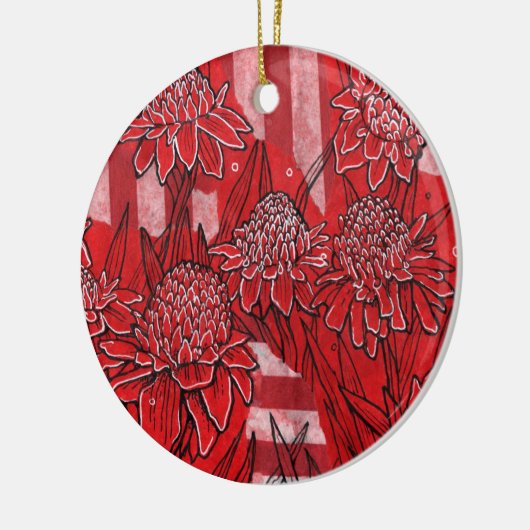 Torch Ginger Lily, Tropische Floral Kunst Keramisch Ornament (Links)