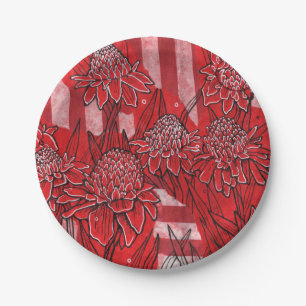 Torch Ginger Lily, Tropische Floral Kunst Papieren Bordje
