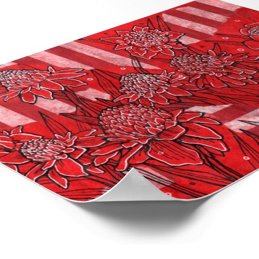 Torch Ginger Lily, Tropische Floral Kunst Poster (Hoek)