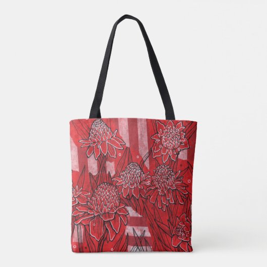 Torch Ginger Lily, Tropische Floral Kunst Tote Bag (Achterkant)