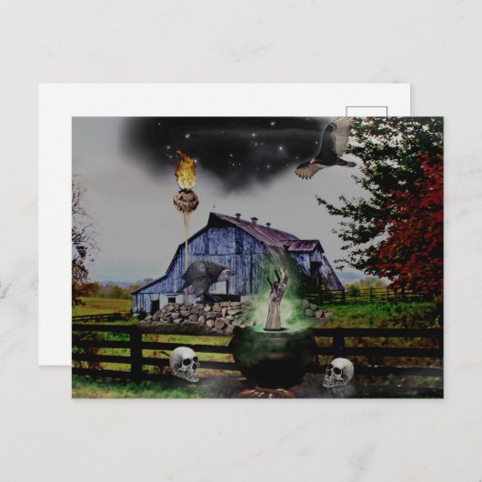 *~* Torch Hand Skulls HALLOEEN Briefkaart (Voorkant / Achterkant)