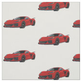 Torch Red C8 Corvette Hand Getrokken Sketch Stof (Swatch)