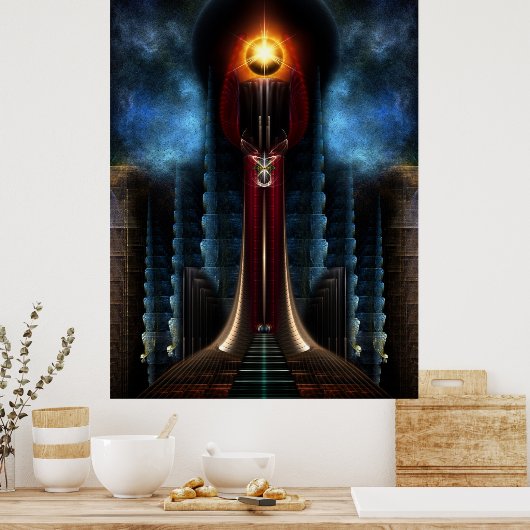 Torch Stone Tower Fractal Art Wall Poster (Keuken)