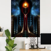 Torch Stone Tower Fractal Art Wall Poster (Thuiskantoor)