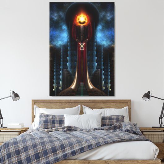 Torch Stone Tower Fractal Art Wrapped Canvas Print (Insitu (Slaapkamer))