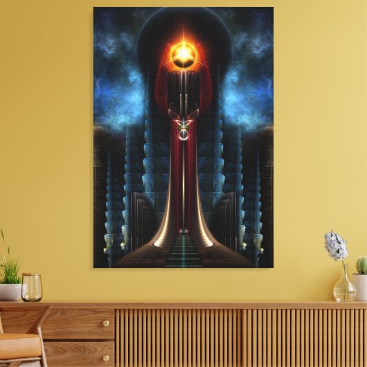 Torch Stone Tower Fractal Art Wrapped Canvas Print (Insitu (Woonkamer))
