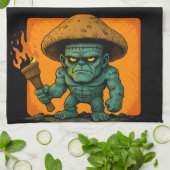 Torch & Temper – Ontwerp van een paddestoelmonster Theedoek (Gevouwen)