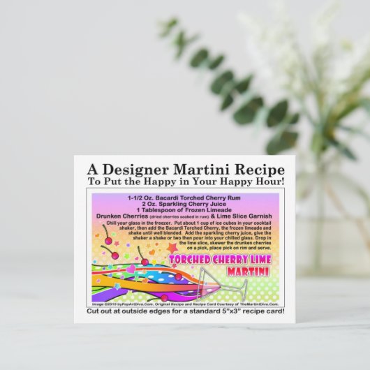 Torched Cherry Limoen Martini Recipe Briefkaart (Staand voorkant)
