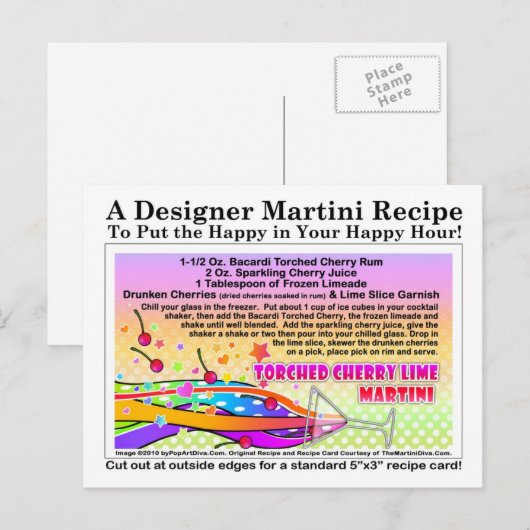 Torched Cherry Limoen Martini Recipe Briefkaart (Voorkant / Achterkant)
