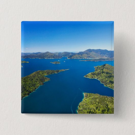 Torea Bay, Charlotte Sound, Marlborough Vierkante Button 5,1 Cm (Voorkant)