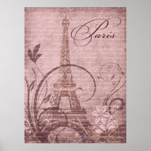 Toren 30 van Fleur DE Parijs Eiffel " x40" roze Poster