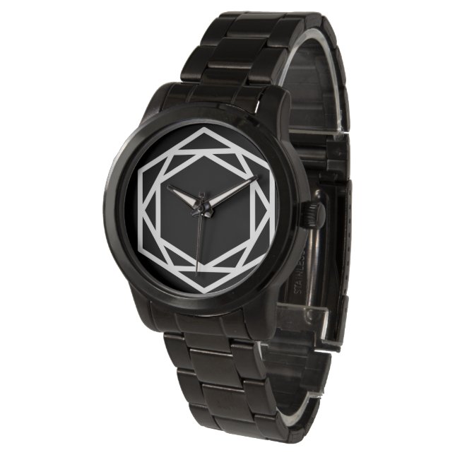 Toren (-) / Custom Oversized Zwarte Armband Horloge (Gekanteld)