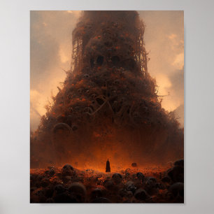 Toren gemaakt van Botten Dark Fantasy Art Poster