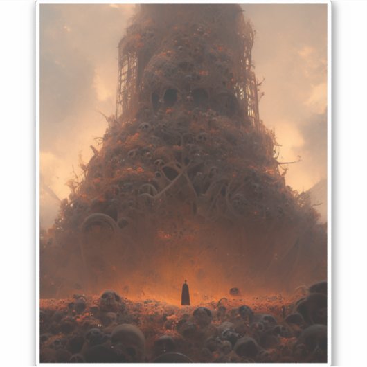 Toren gemaakt van Botten Dark Fantasy Art Sticker (Voorkant)