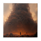 Toren gemaakt van Botten Dark Fantasy Art Tegeltje (Voorkant)