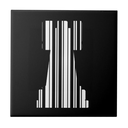 TOREN SCHAAKSTUK BAR CODE Game Barcode Patroon Tegeltje (Voorkant)