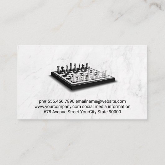 Toren Schaakstuk | Marmer Visitekaartje (Achterkant)