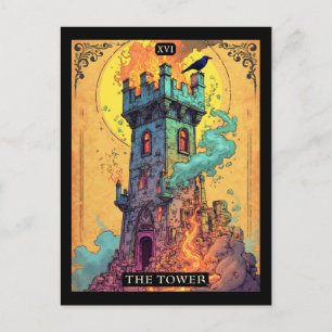 Toren Tarotkaart Illustratie, De Toren Briefkaart
