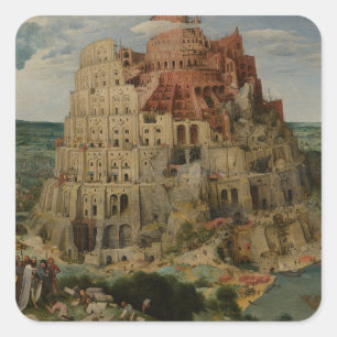 Toren van Babel van Pieter Bruegel de Oude Vierkante Sticker