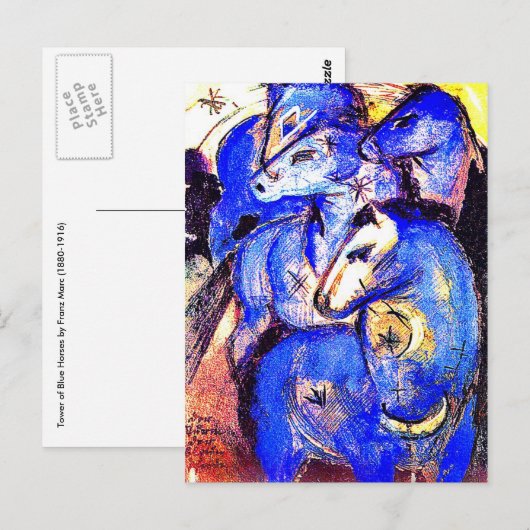 Toren van blauwe paarden door Franz Marc Briefkaart (Voorkant / Achterkant)