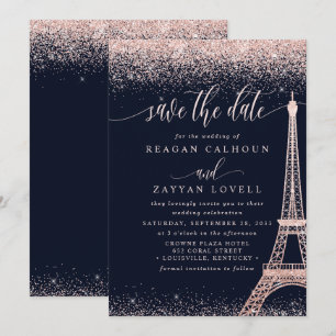 Toren van Eiffel in Parijs Roze Goud Save The Date