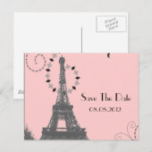Toren van Eiffel Parijs Bruiloft save the date Aankondigingskaart (Voorkant / Achterkant)