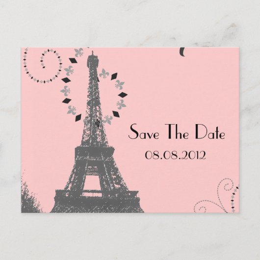 Toren van Eiffel Parijs Bruiloft save the date Aankondigingskaart (Voorkant)