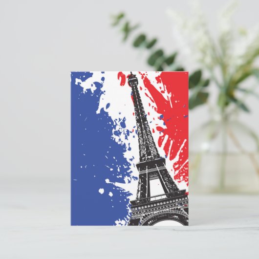 Toren | van Eiffel Parijs, Frankrijk | Vlag Grunge Briefkaart (Staand voorkant)