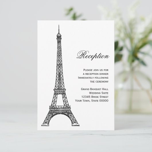 Toren van Eiffel Parijs Zwart & Witte Ontvangstkaa Kaart (Staand voorkant)