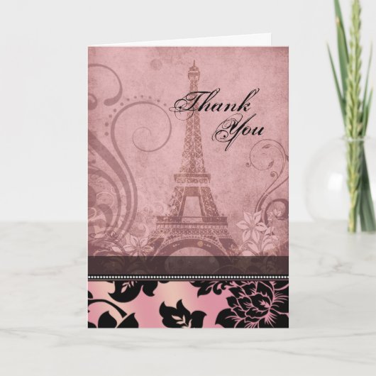 Toren | van Fleur DE Parijs Eiffel roze dankt u Bedankkaart (Voorkant)