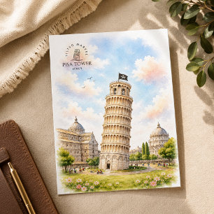 Toren van Pisa, Italië   Architectuur Landschap Briefkaart
