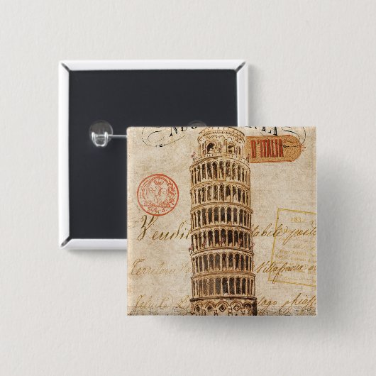  toren van Pisa Vierkante Button 5,1 Cm (Voorkant /achterkant)