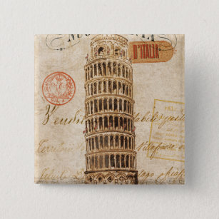  toren van Pisa Vierkante Button 5,1 Cm