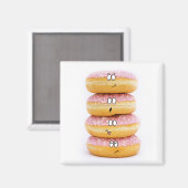 Toren van roze donut karakters magneet (Voorkant / Achterkant)
