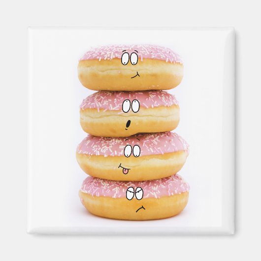 Toren van roze donut karakters magneet (Voorkant)