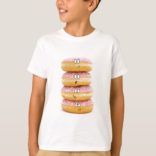 toren van roze donuts, kinder t-shirt (Voorkant)
