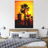 Toren Zero Zonsondergang (Canvas 60" x 40") Canvas Afdruk (Insitu (Slaapkamer))